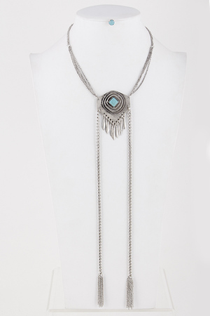 Aztec Collar Drop Necklace with Tassel Chain Detail 5JAD3